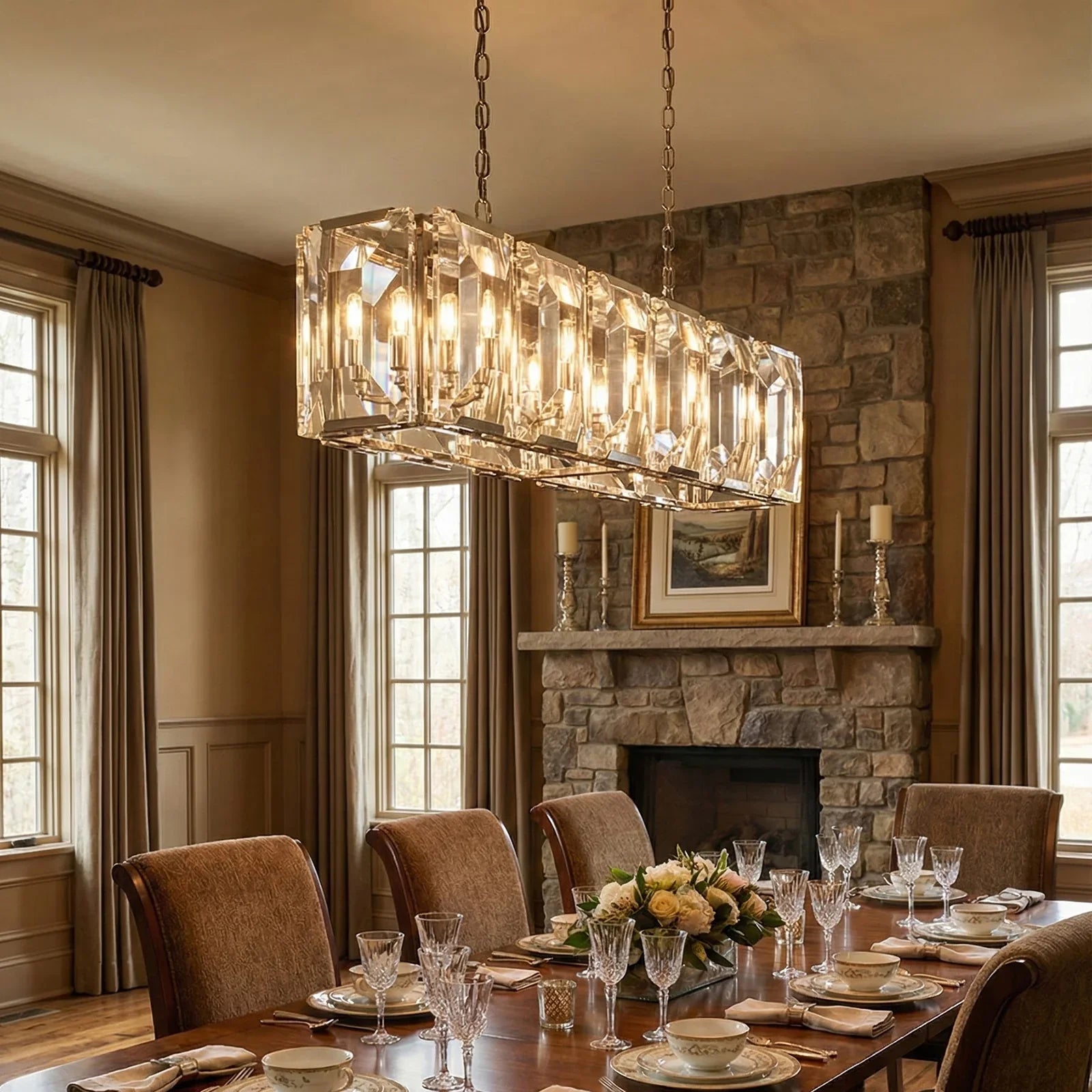 Round Crystal Calcite Chandelier by Bling Lighting Studio