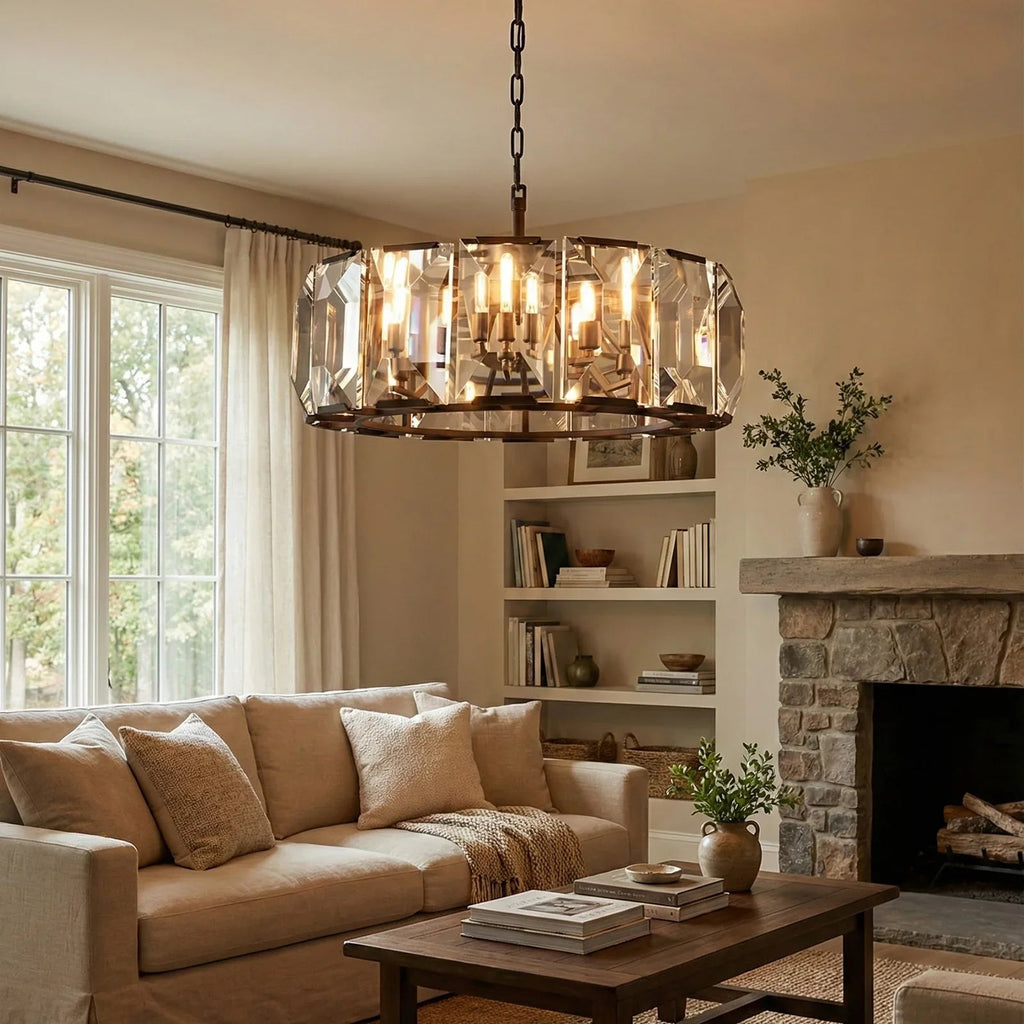 Round Crystal Calcite Chandelier by Bling Lighting Studio