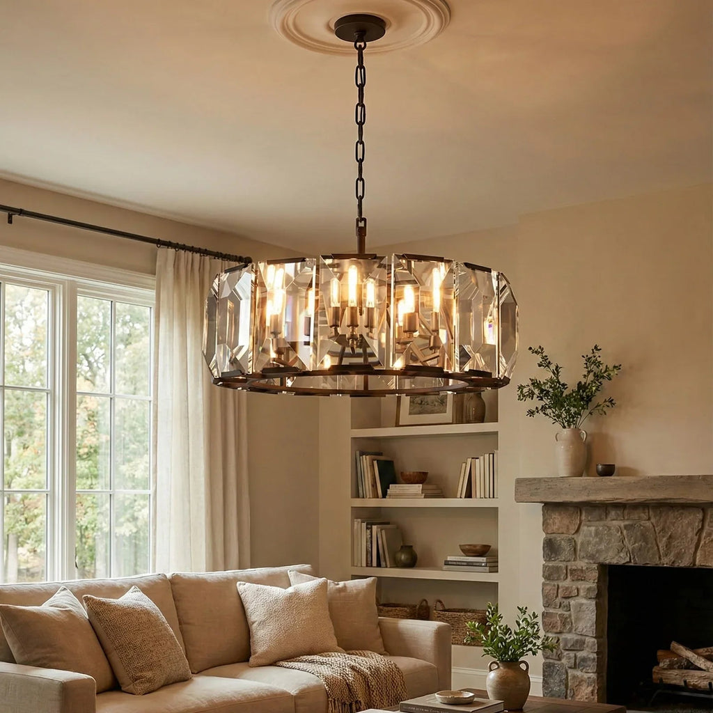 Round Crystal Calcite Chandelier by Bling Lighting Studio