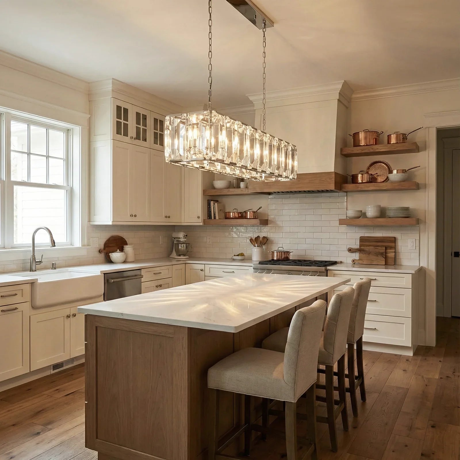 Round Crystal Calcite Chandelier by Bling Lighting Studio