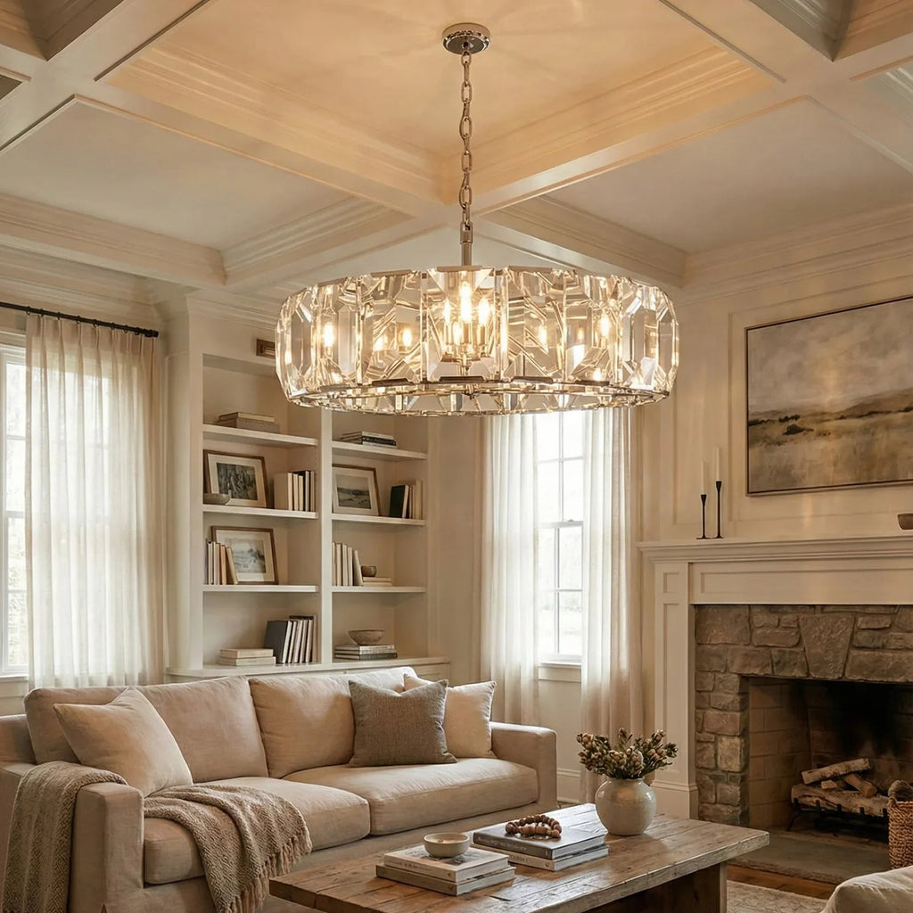 Round Crystal Calcite Chandelier by Bling Lighting Studio