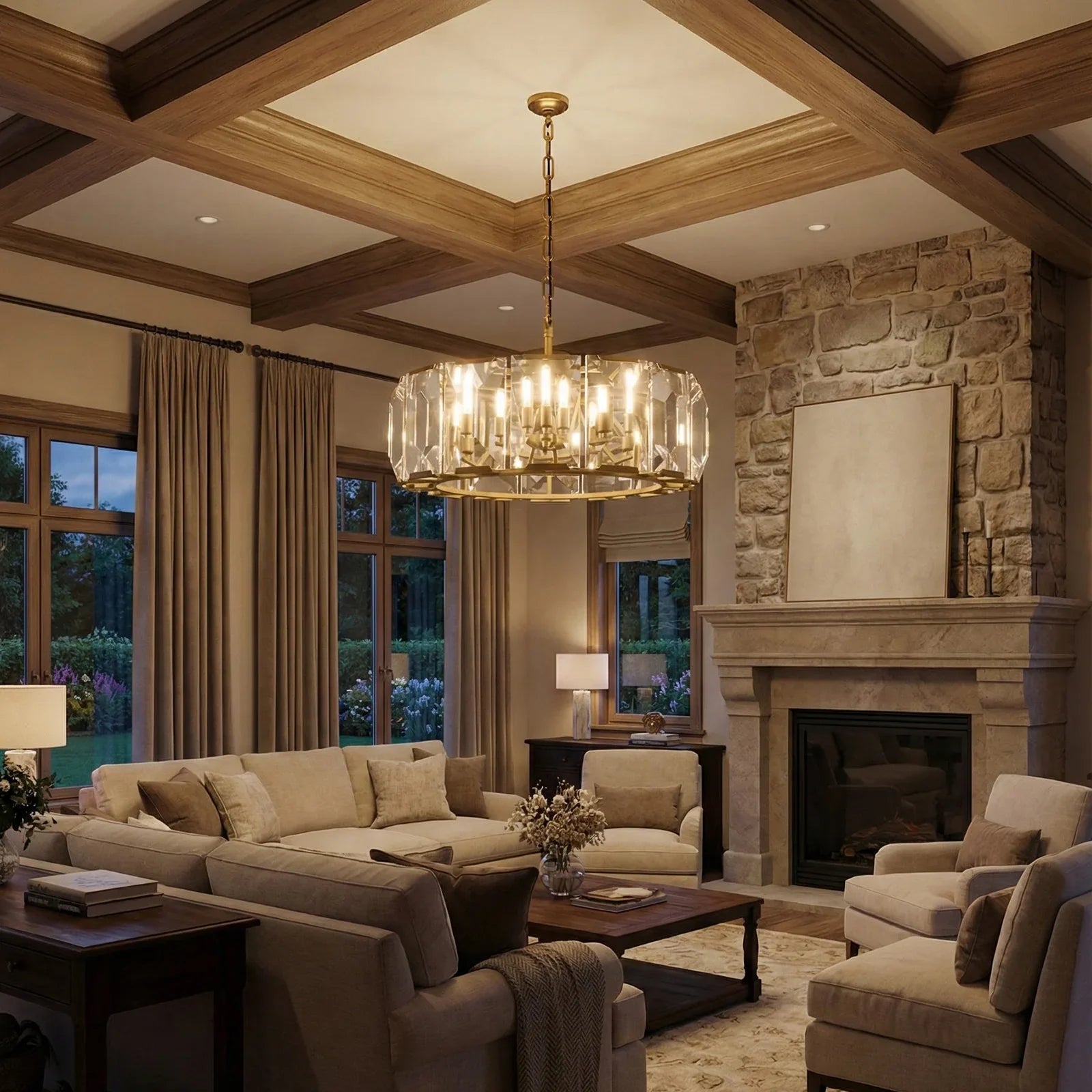 Round Crystal Calcite Chandelier by Bling Lighting Studio