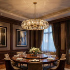 Round Crystal Calcite Chandelier by Bling Lighting Studio