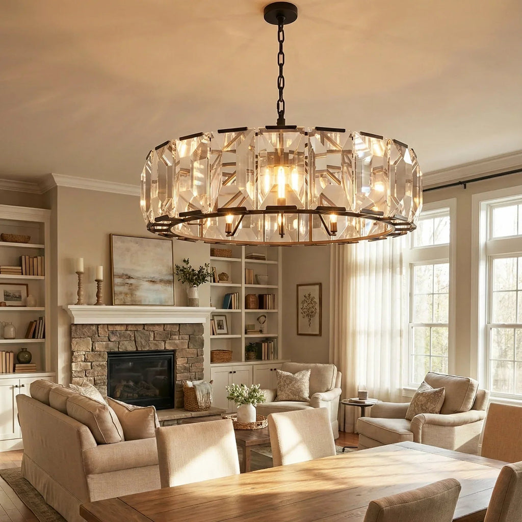 Round Crystal Calcite Chandelier by Bling Lighting Studio