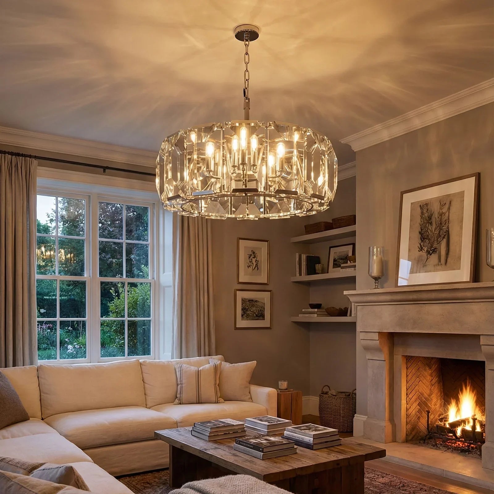 Round Crystal Calcite Chandelier by Bling Lighting Studio