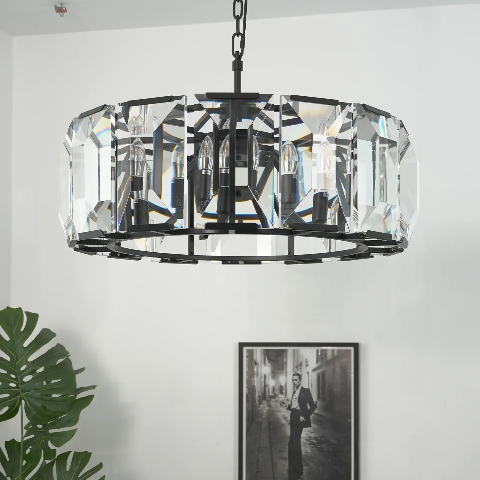 Round Crystal Calcite Chandelier by Bling Lighting Studio