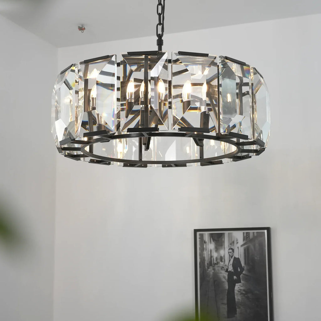 Round Crystal Calcite Chandelier by Bling Lighting Studio