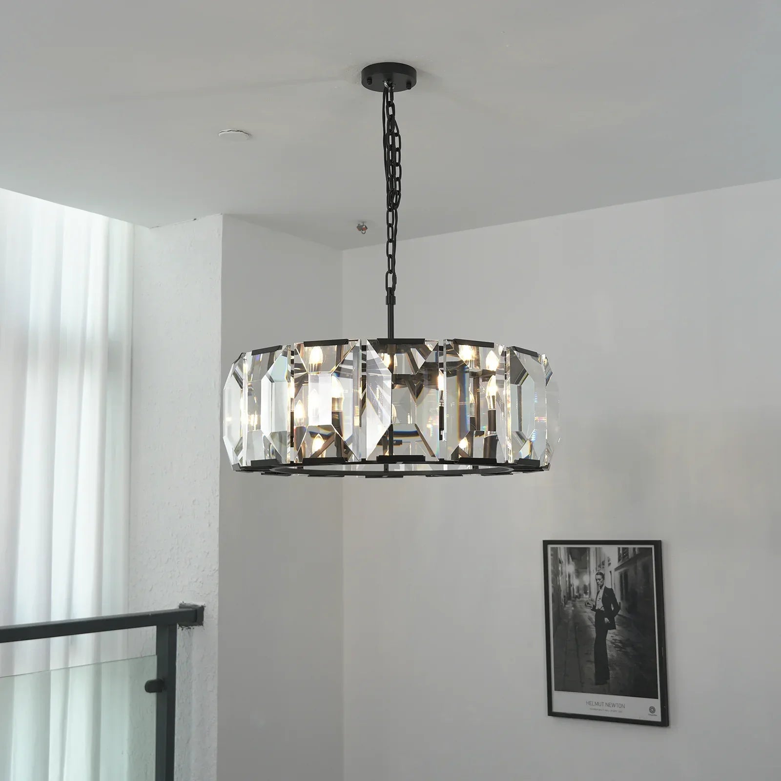 Round Crystal Calcite Chandelier by Bling Lighting Studio