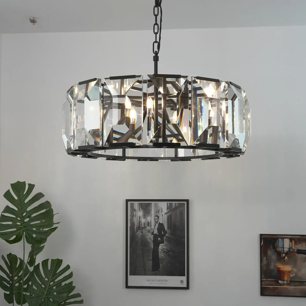 Round Crystal Calcite Chandelier by Bling Lighting Studio