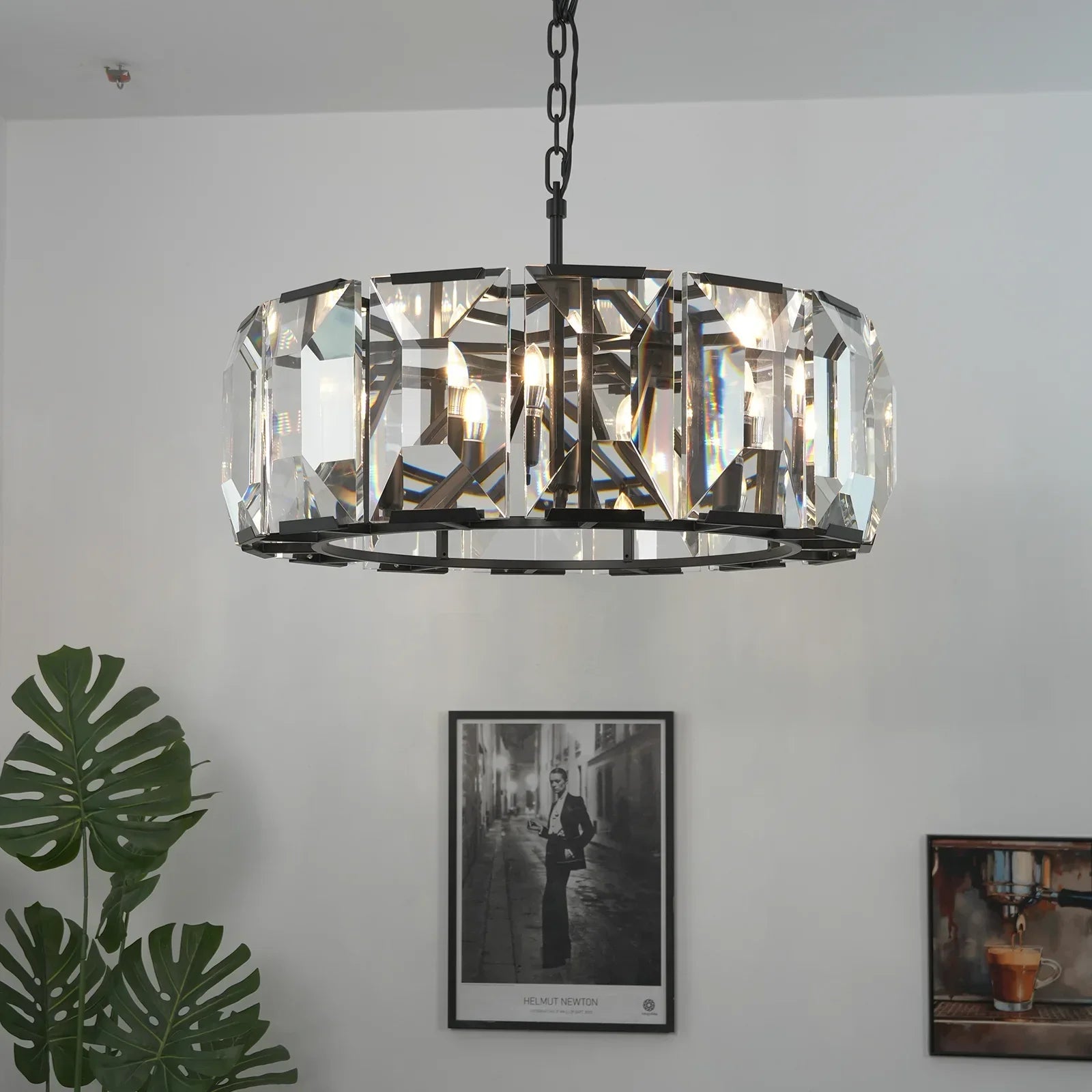 Round Crystal Calcite Chandelier by Bling Lighting Studio