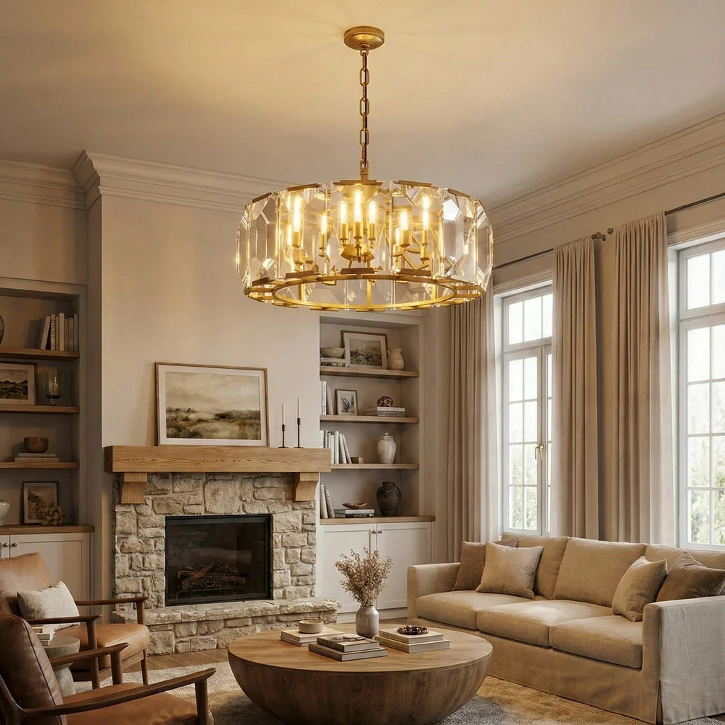 Round Crystal Calcite Chandelier by Bling Lighting Studio