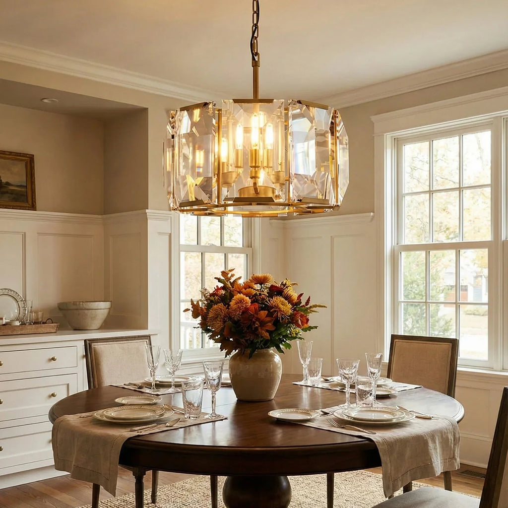 Round Crystal Calcite Chandelier by Bling Lighting Studio