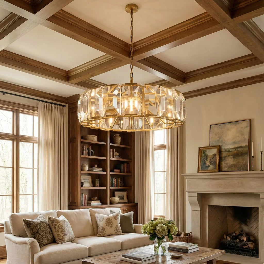Round Crystal Calcite Chandelier by Bling Lighting Studio