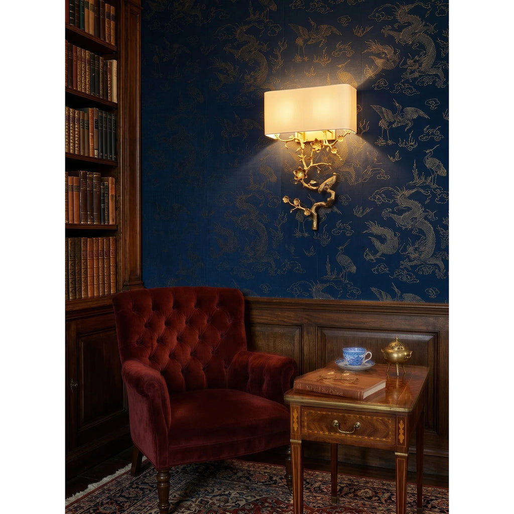 Sanremo Branch Brass Wall Light art nouveau brass floral wall sconce view 02