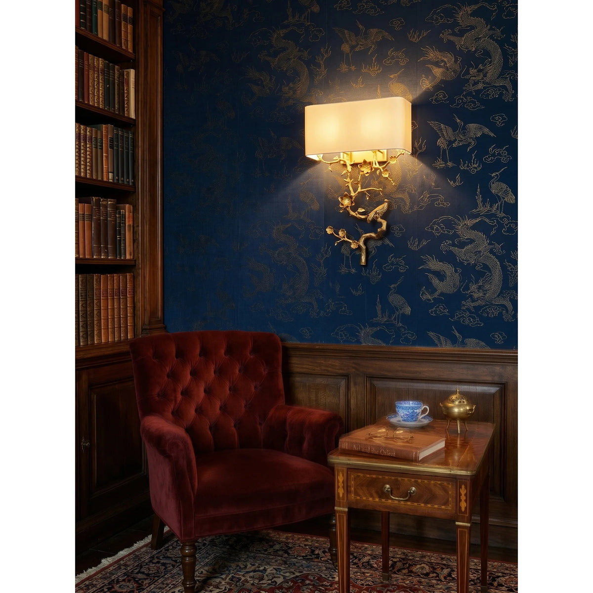 Sanremo Branch Brass Wall Light art nouveau brass floral wall sconce view 02