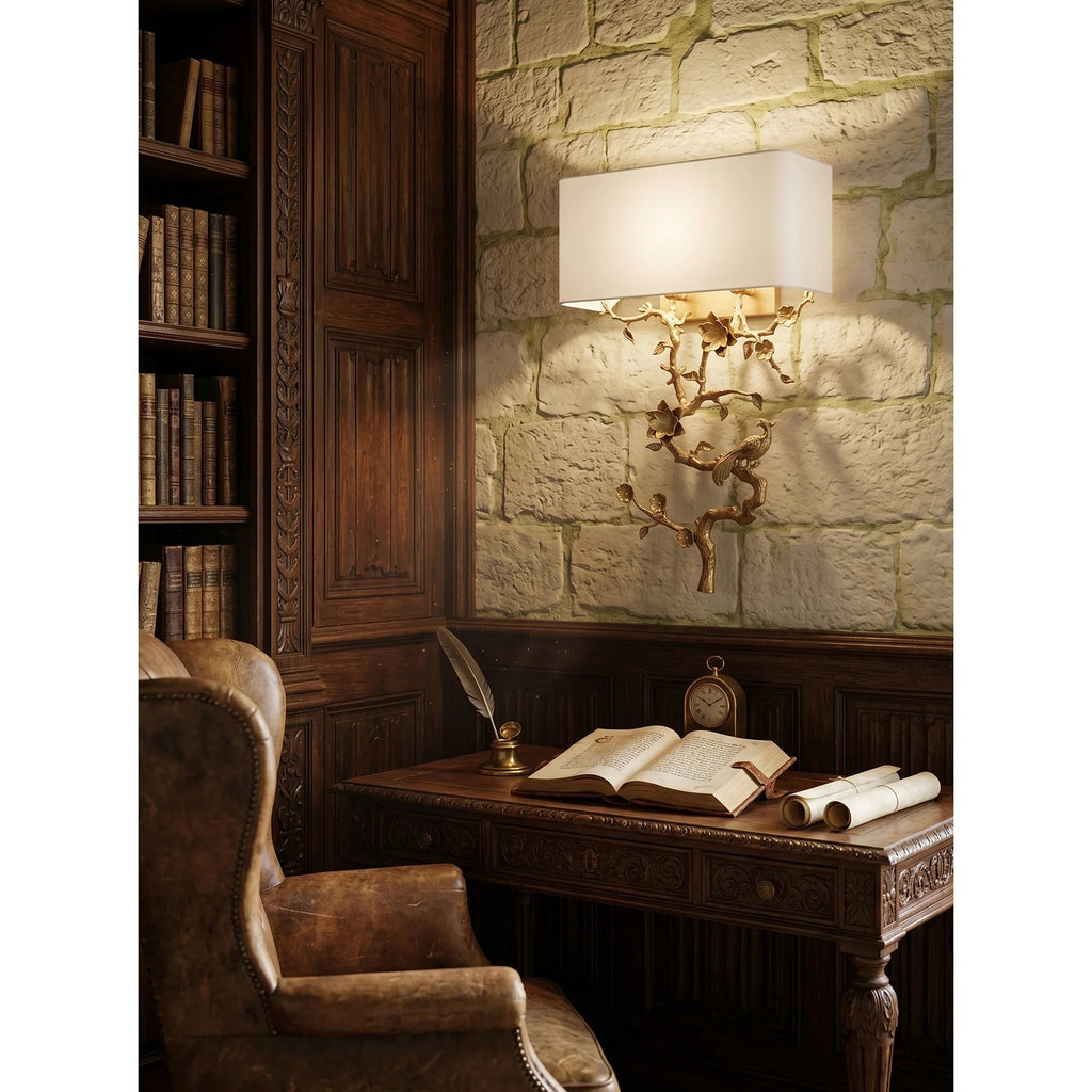 Sanremo Branch Brass Wall Light art nouveau brass floral wall sconce view 04