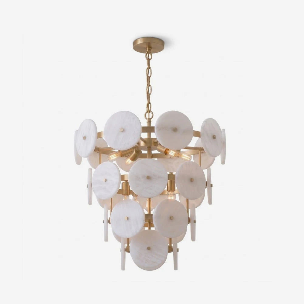 Selavienne Tiered Alabaster Disc Chandelier, product view 1
