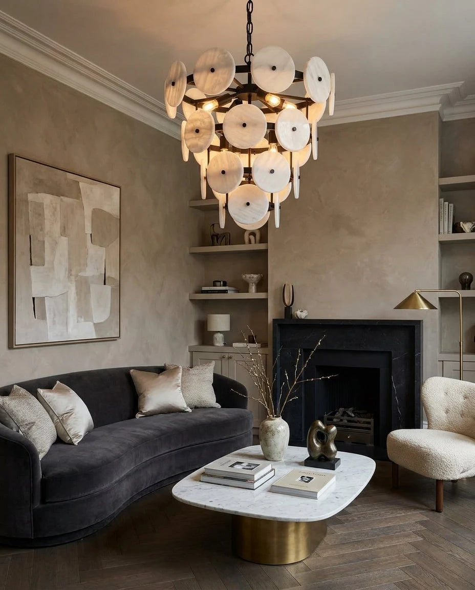 Selavienne Tiered Alabaster Disc Chandelier, product view 3