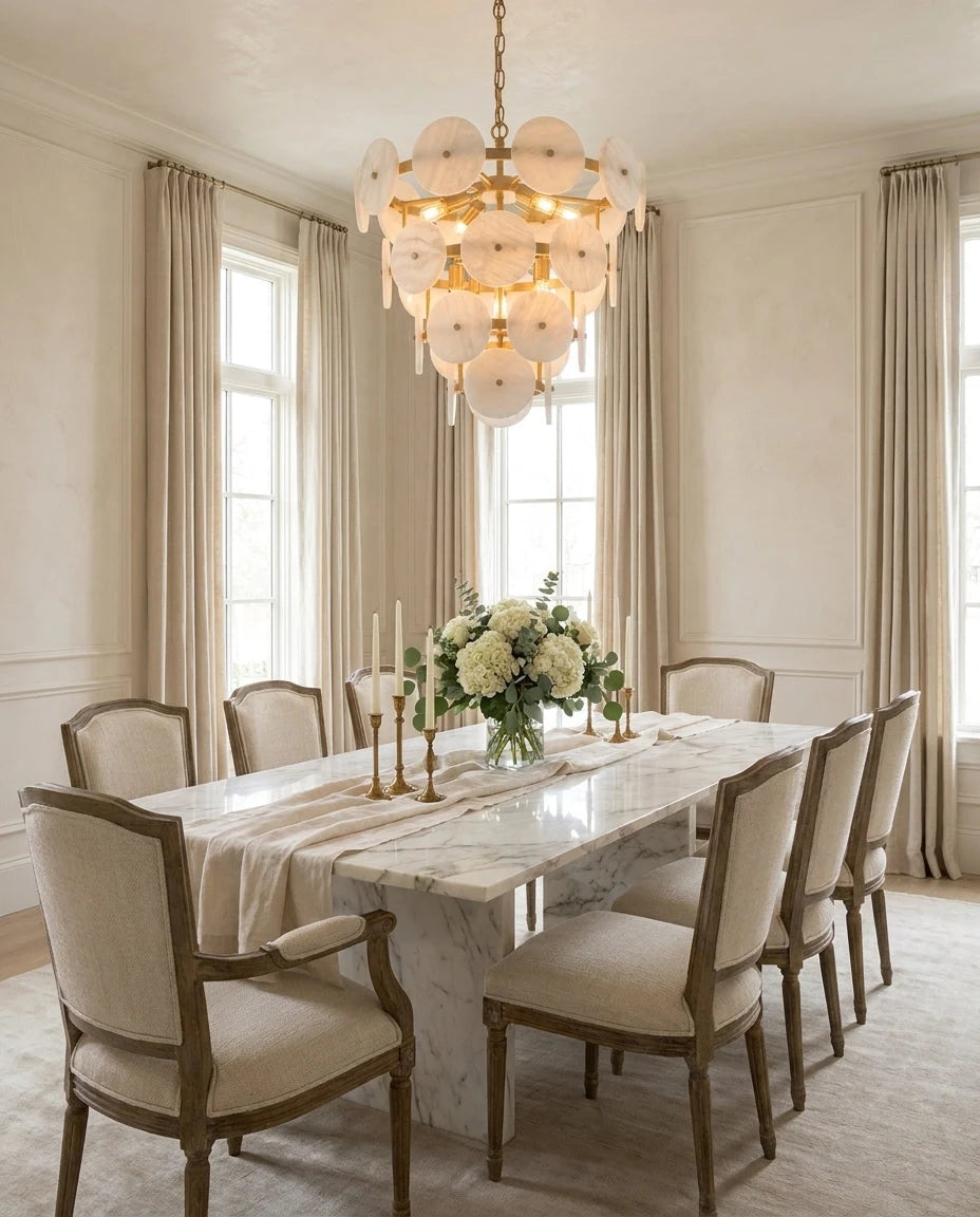 Selavienne Tiered Alabaster Disc Chandelier, product view 4