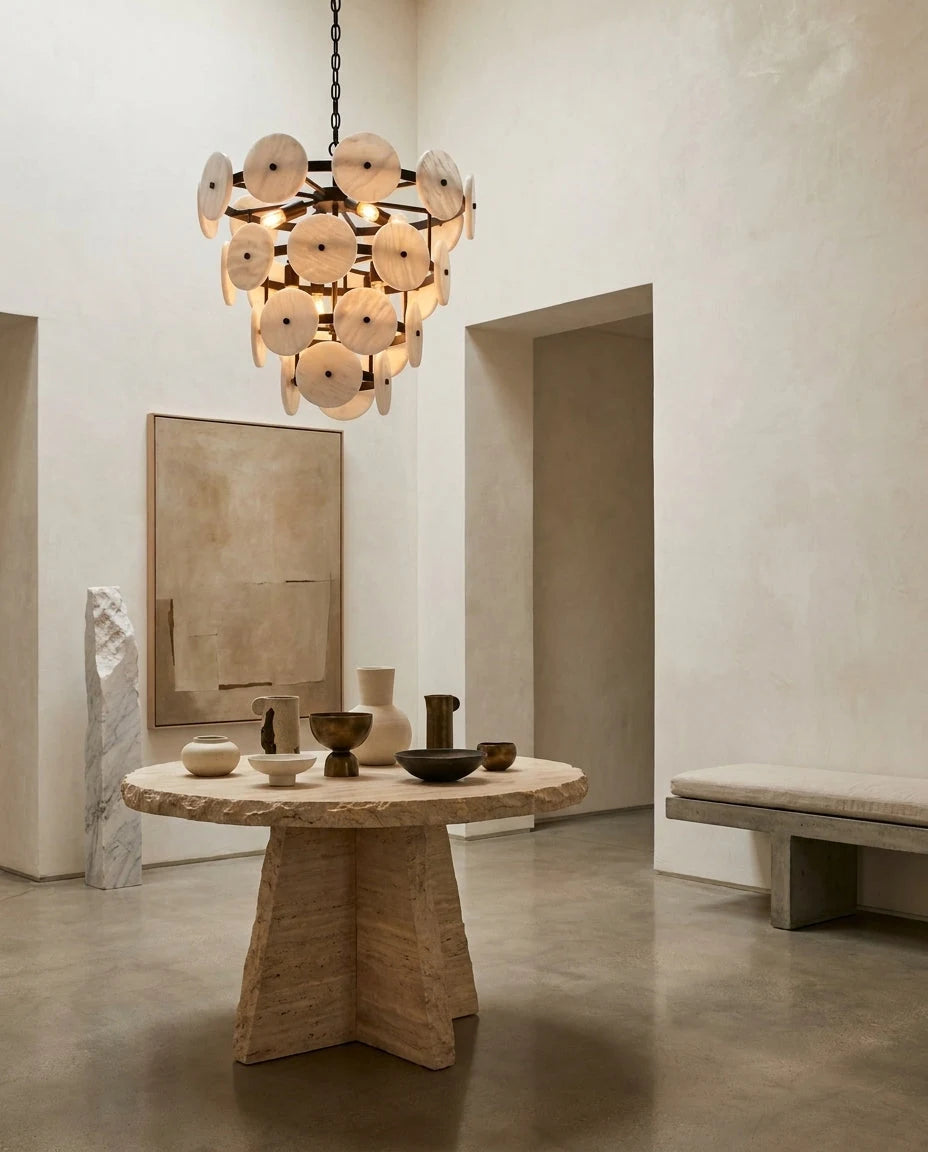 Selavienne Tiered Alabaster Disc Chandelier, product view 5