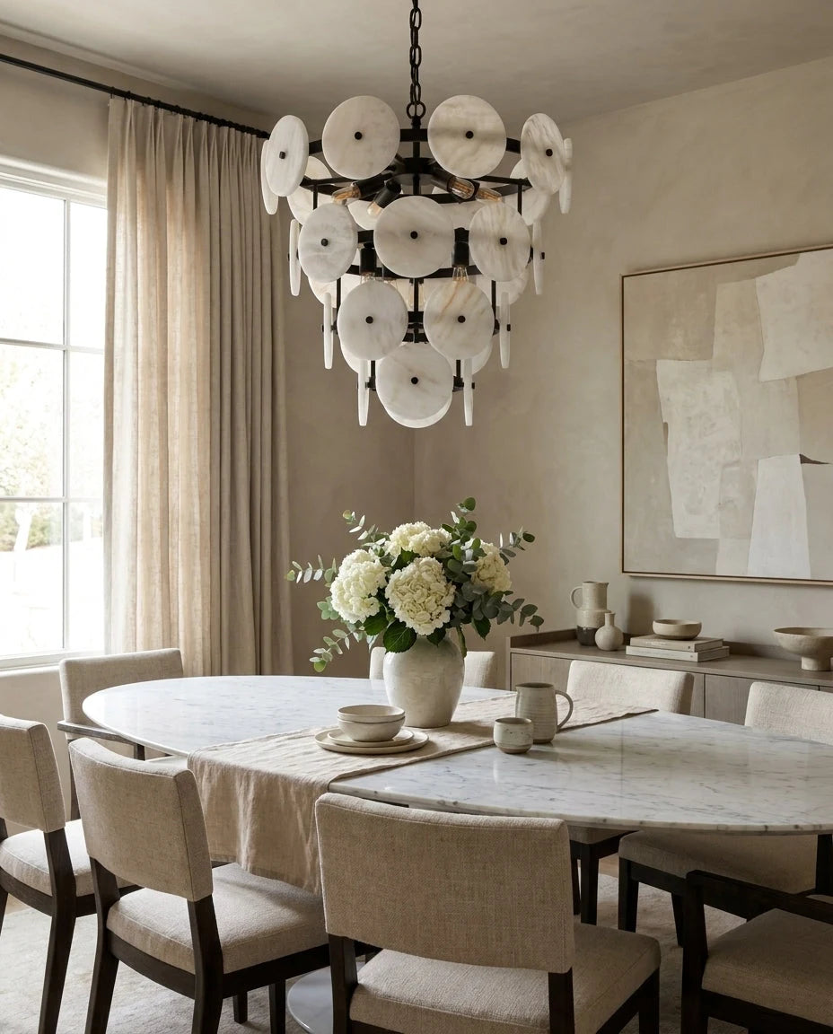 Selavienne Tiered Alabaster Disc Chandelier, product view 6