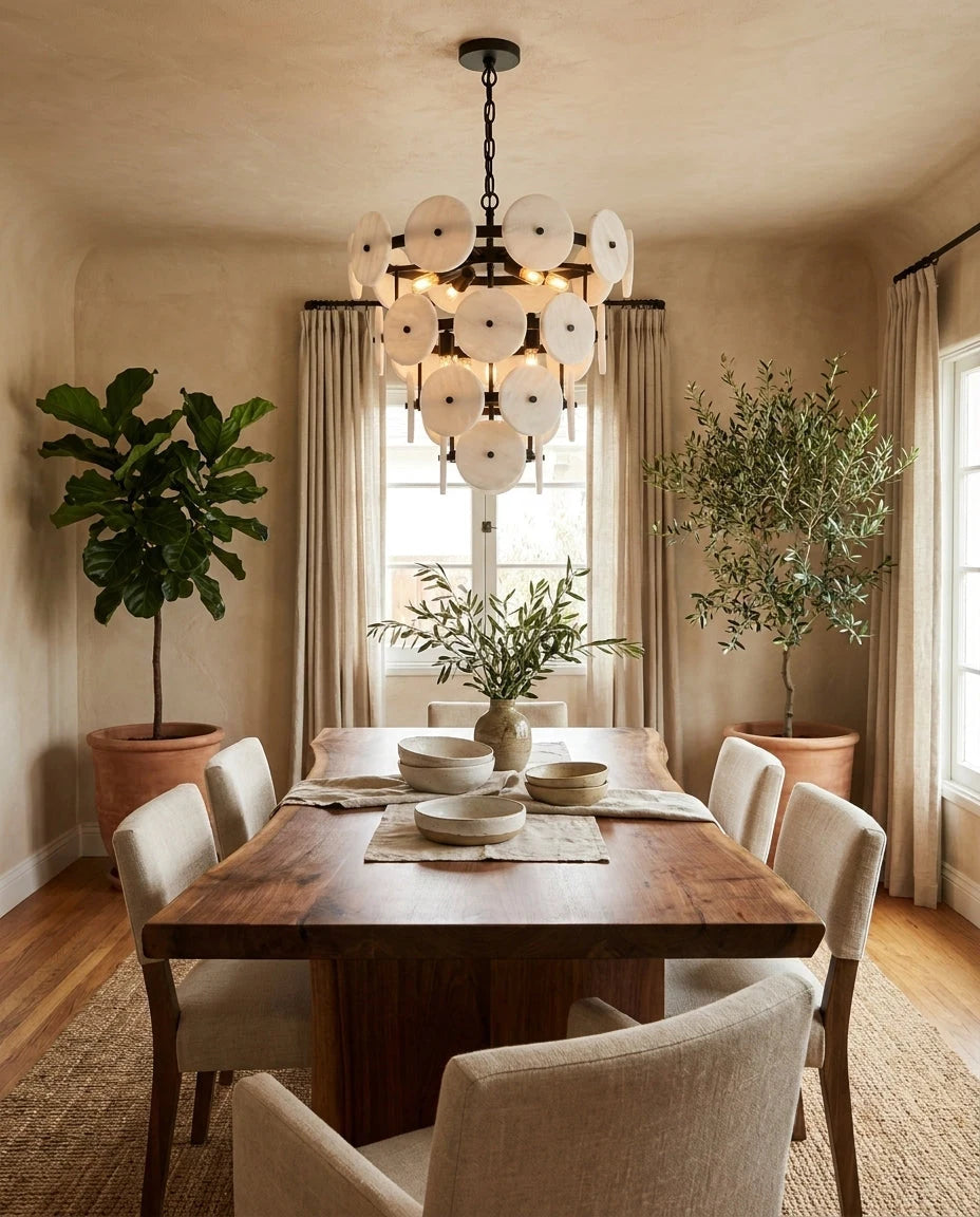 Selavienne Tiered Alabaster Disc Chandelier, product view 7