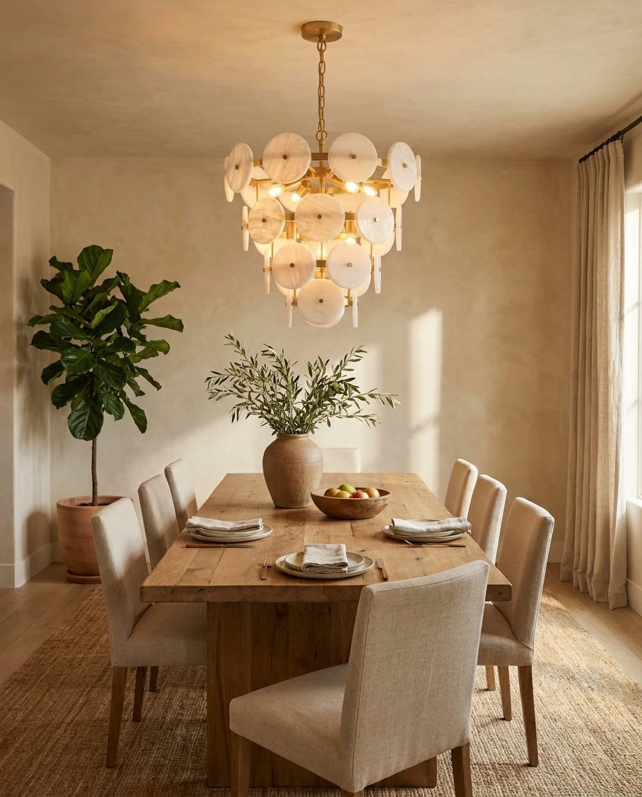 Selavienne Tiered Alabaster Disc Chandelier, product view 11