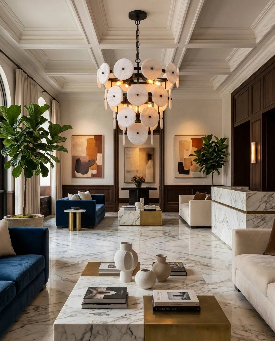 Selavienne Tiered Alabaster Disc Chandelier, product view 12