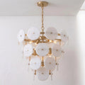 Selavienne Tiered Alabaster Disc Chandelier — Dia 56cm x H 60cm / ∅ 22″ x H 23.6″ / Brushed Brass