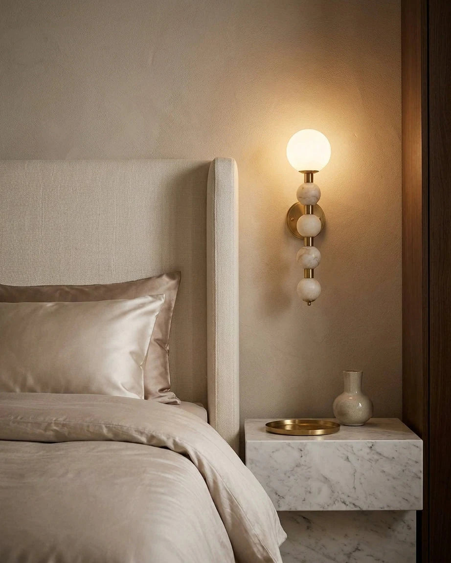 Selene Gourd Alabaster Wall Sconce, product view 2