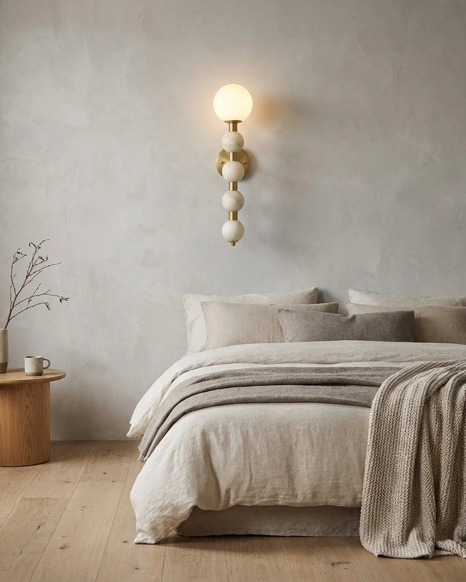 Selene Gourd Alabaster Wall Sconce, product view 3