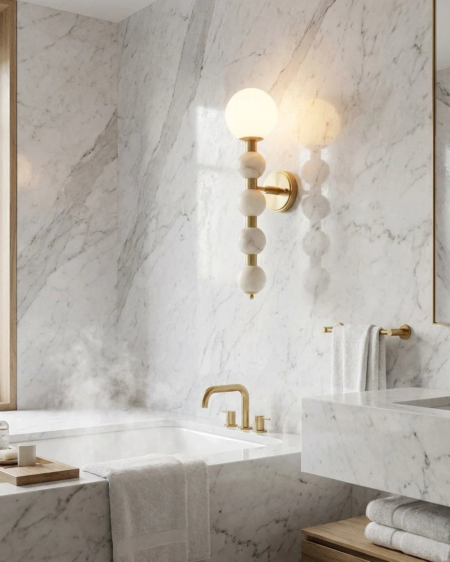 Selene Gourd Alabaster Wall Sconce, product view 4