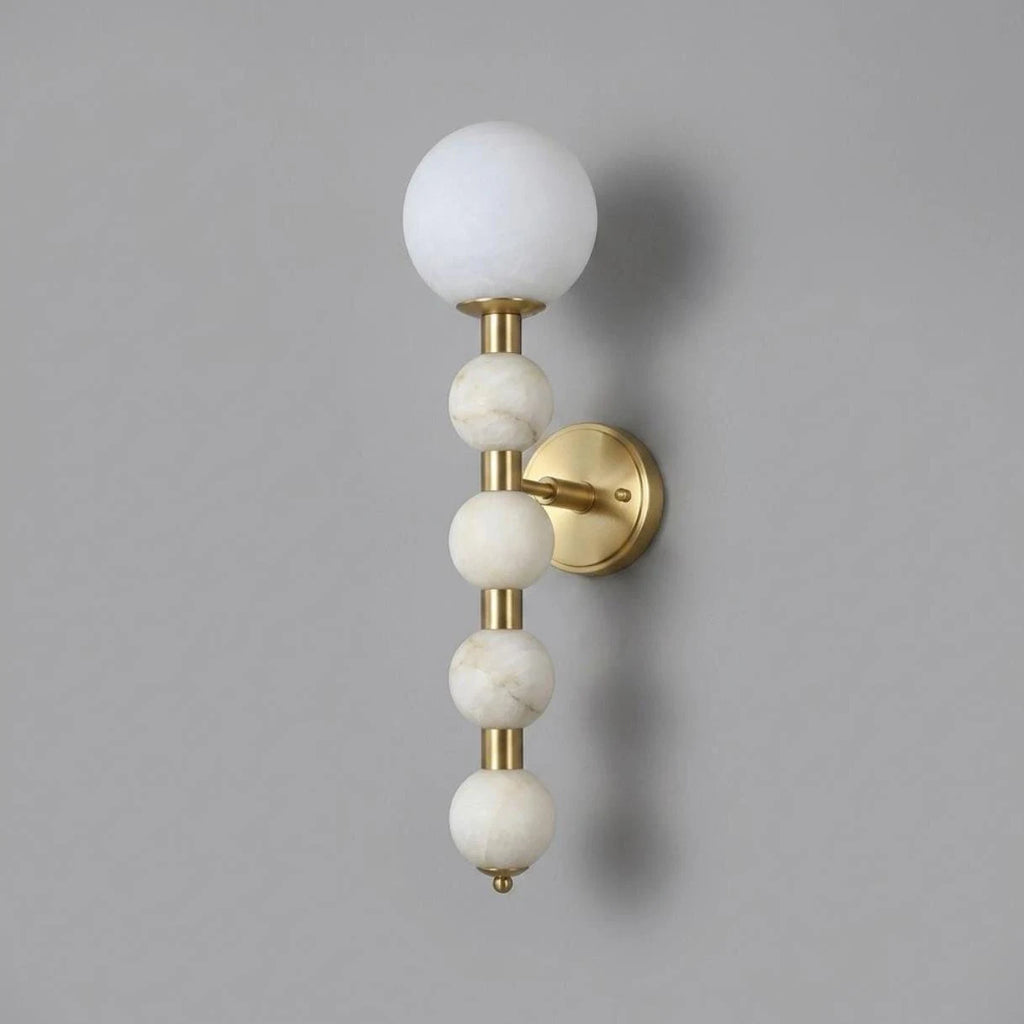 Selene Gourd Alabaster Wall Sconce — W 14cm x H 58cm / W 5.5″ x H 22.8″ / Brass & White Alabaster