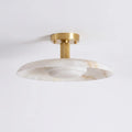 Selmora Alabaster Semi-Flush Mount — Dia 50cm x H 25cm / ∅ 19.6″ x H 9.8″ / Brass & White Alabaster / Warm White