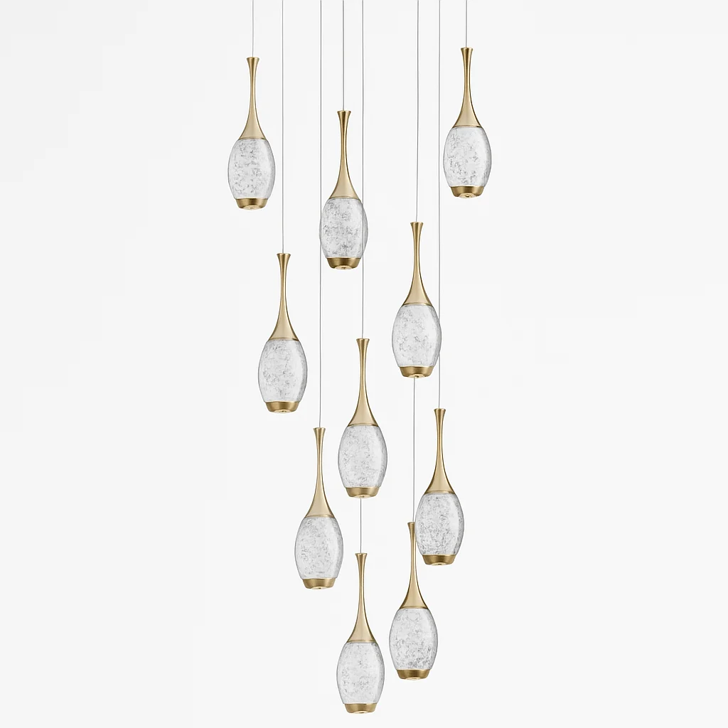 Setya Long Drop Crystal Chandelier main view with cascading crystal drops