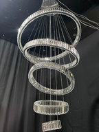 6 Tier Crystal Ring Chandelier for High Ceiling chrome finish five tier product view with crystal rings
