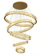 6 Tier Crystal Ring Chandelier for High Ceiling gold finish product view on white background