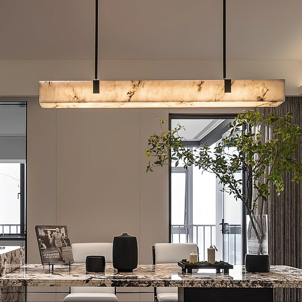 Slim Linear Alabaster LED Pendant Light, product view 2