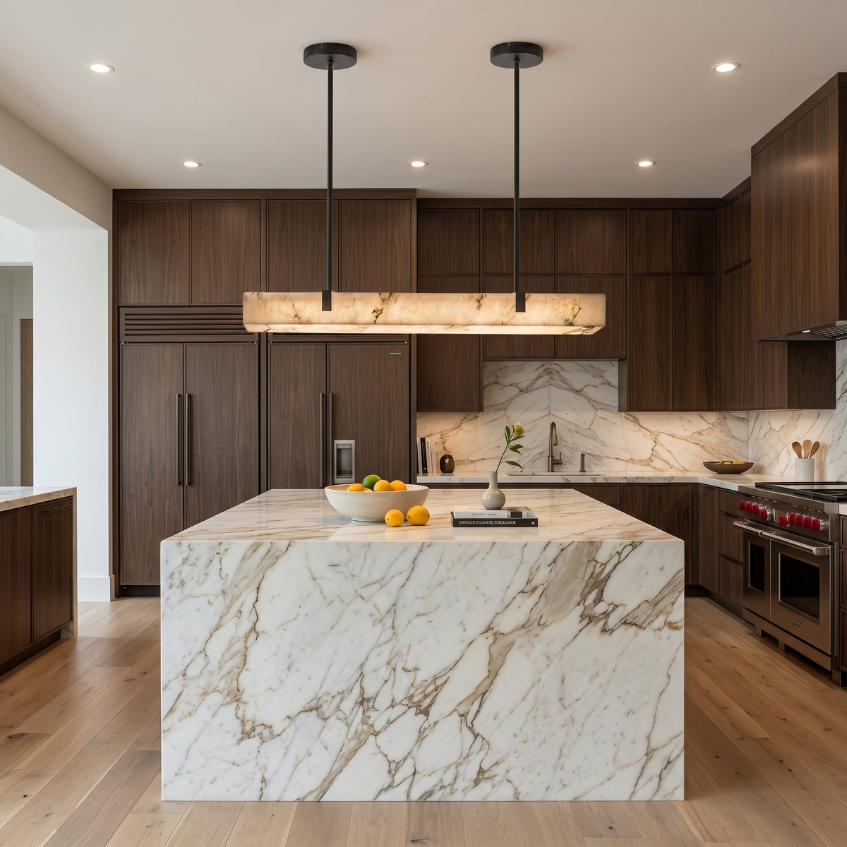 Slim Linear Alabaster LED Pendant Light, product view 6