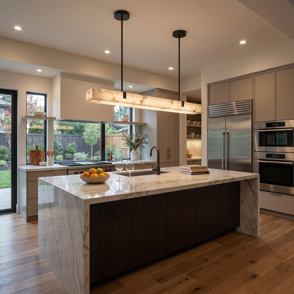 Slim Linear Alabaster LED Pendant Light, product view 7