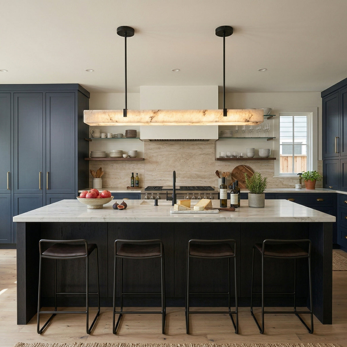 Slim Linear Alabaster LED Pendant Light, product view 9