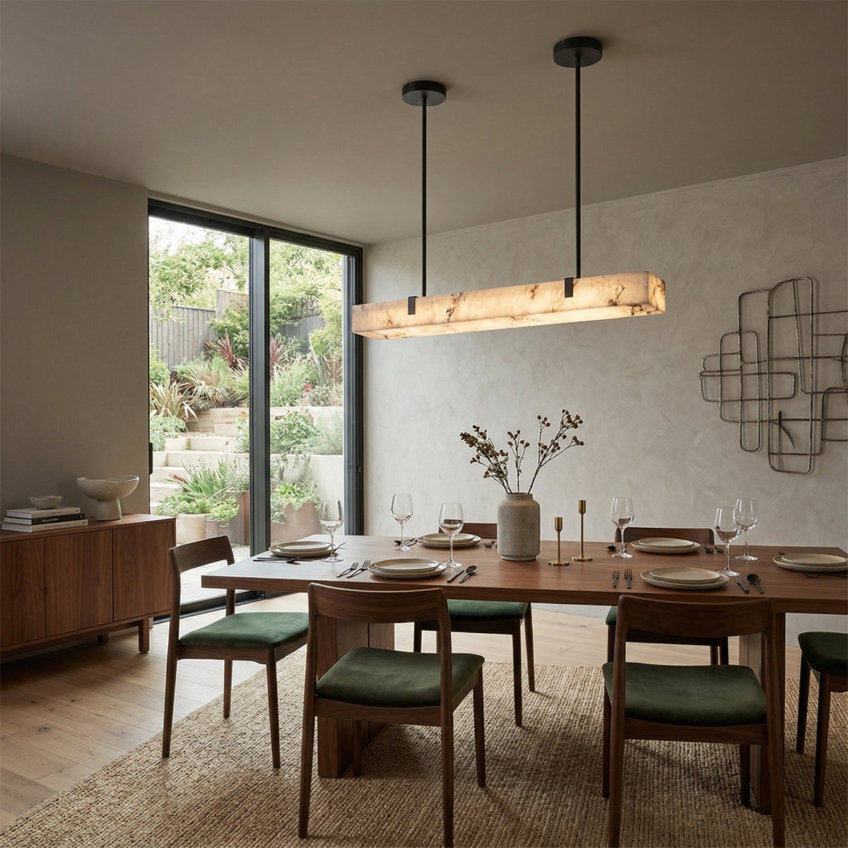 Slim Linear Alabaster LED Pendant Light, product view 11