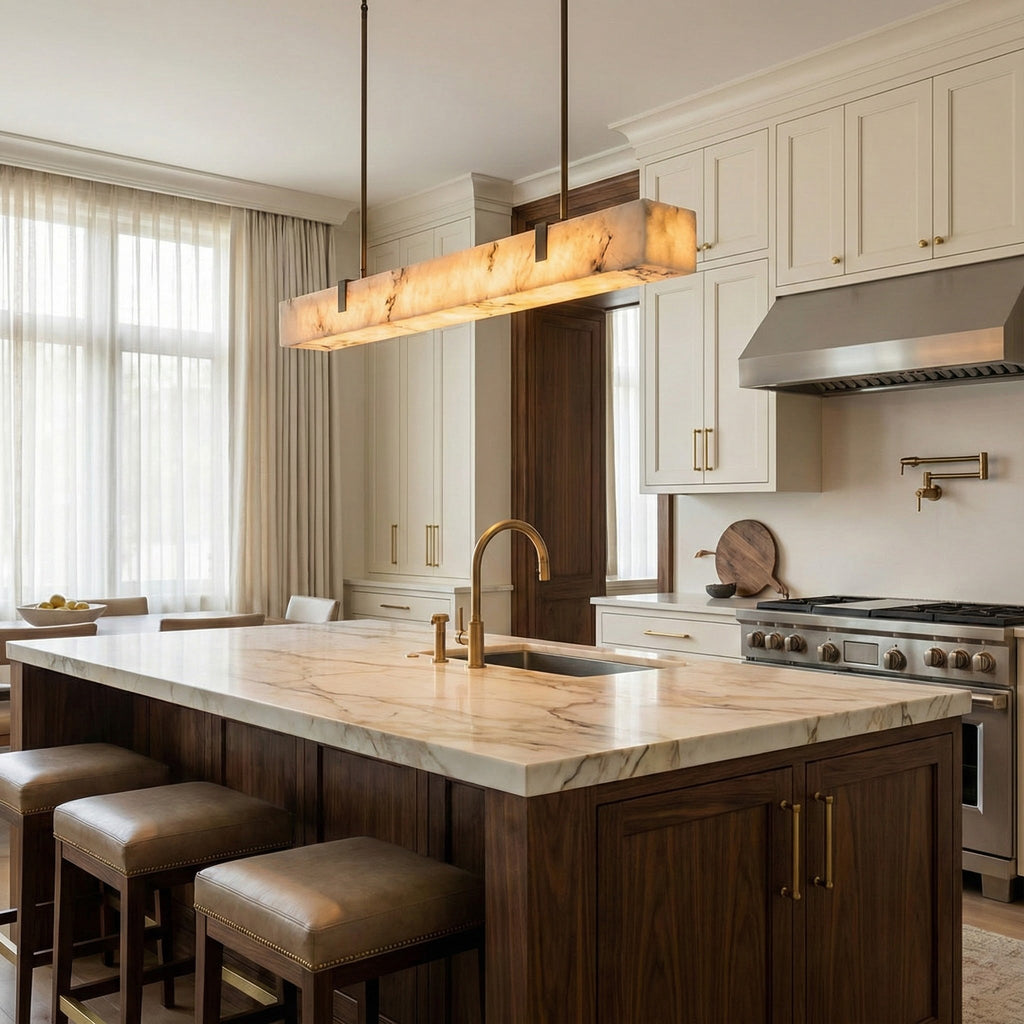 Slim Linear Alabaster LED Pendant Light, product view 12