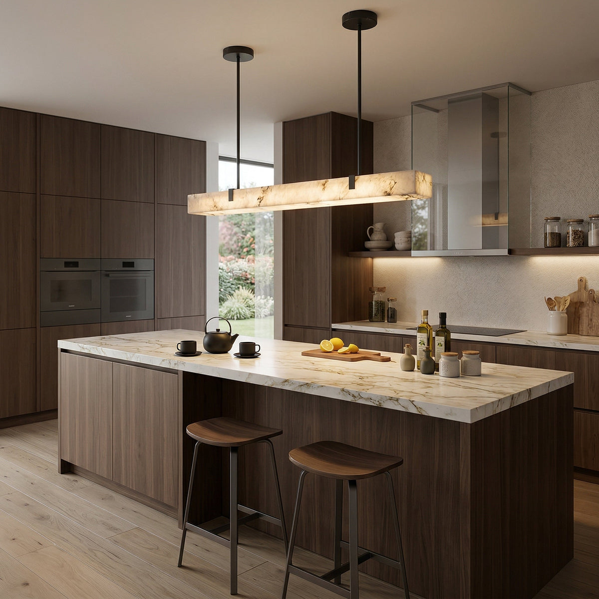 Slim Linear Alabaster LED Pendant Light, product view 13