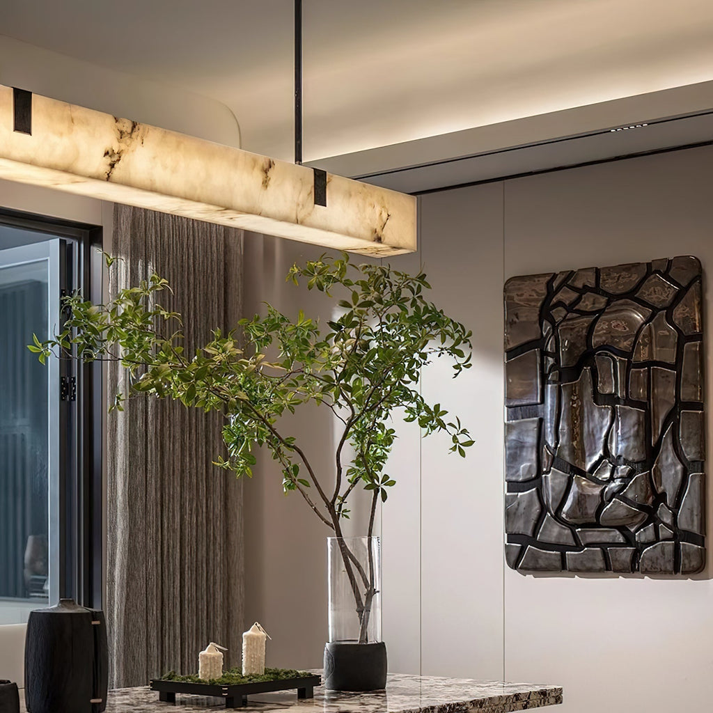 Slim Linear Alabaster LED Pendant Light, product view 15