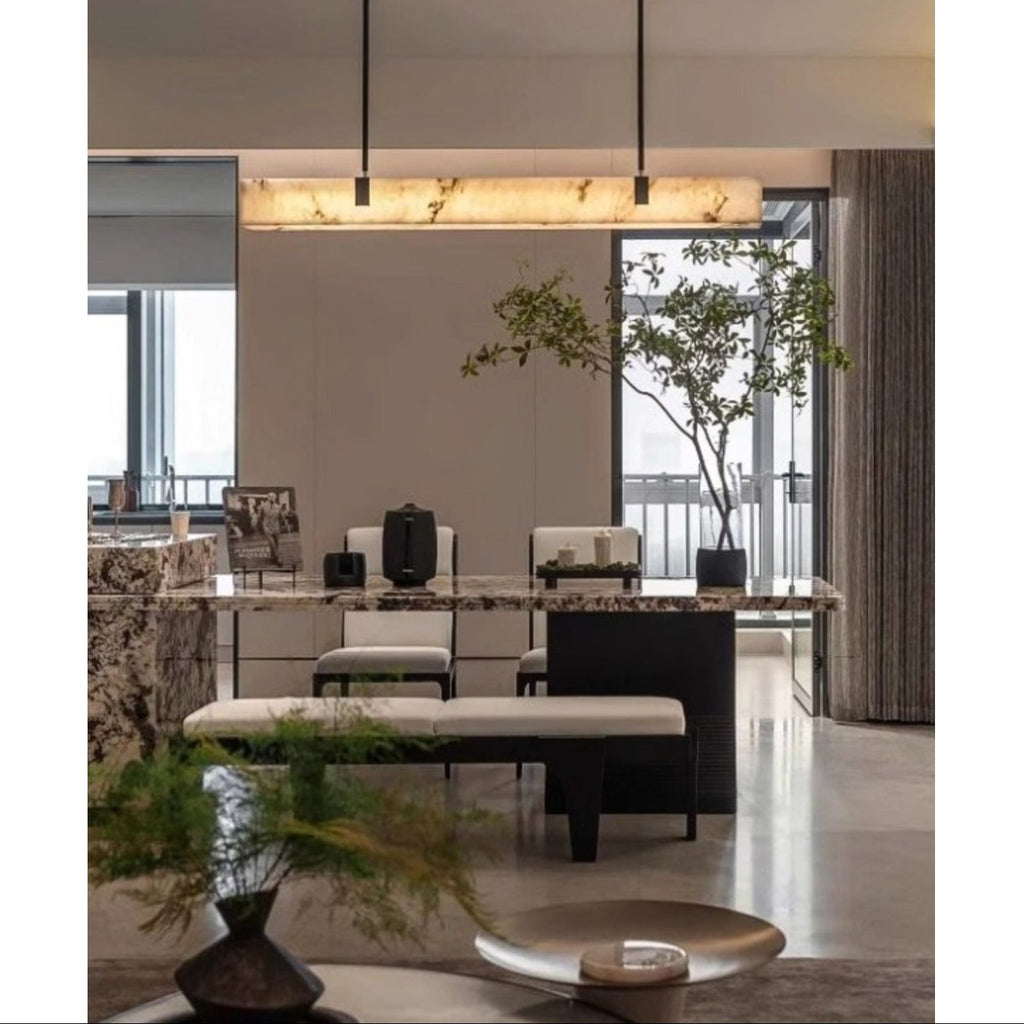 Slim Linear Alabaster LED Pendant Light, product view 17