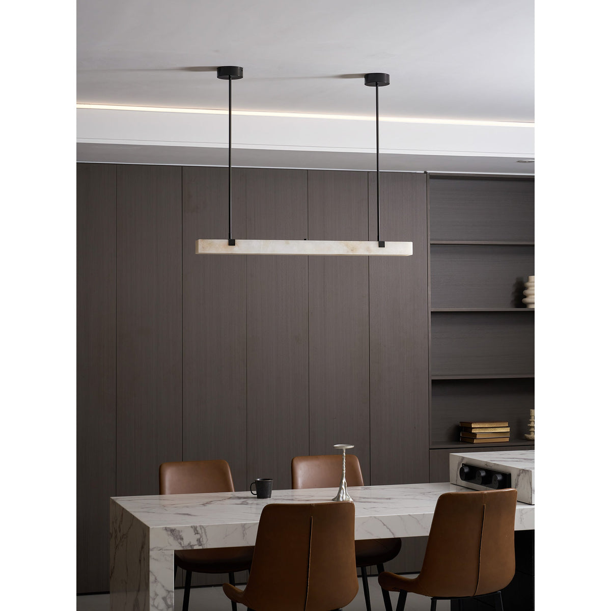 Slim Linear Alabaster LED Pendant Light, product view 20