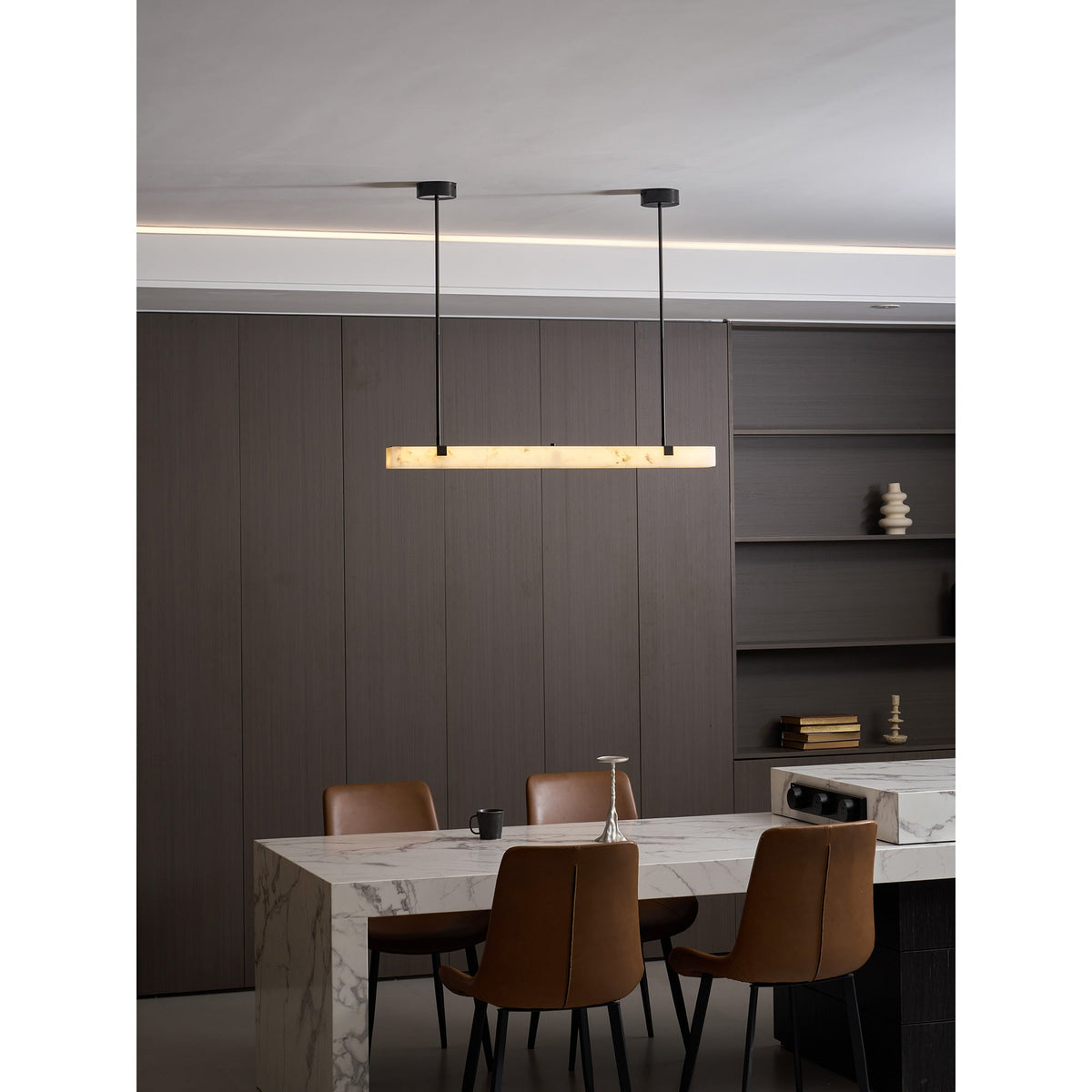 Slim Linear Alabaster LED Pendant Light, product view 21