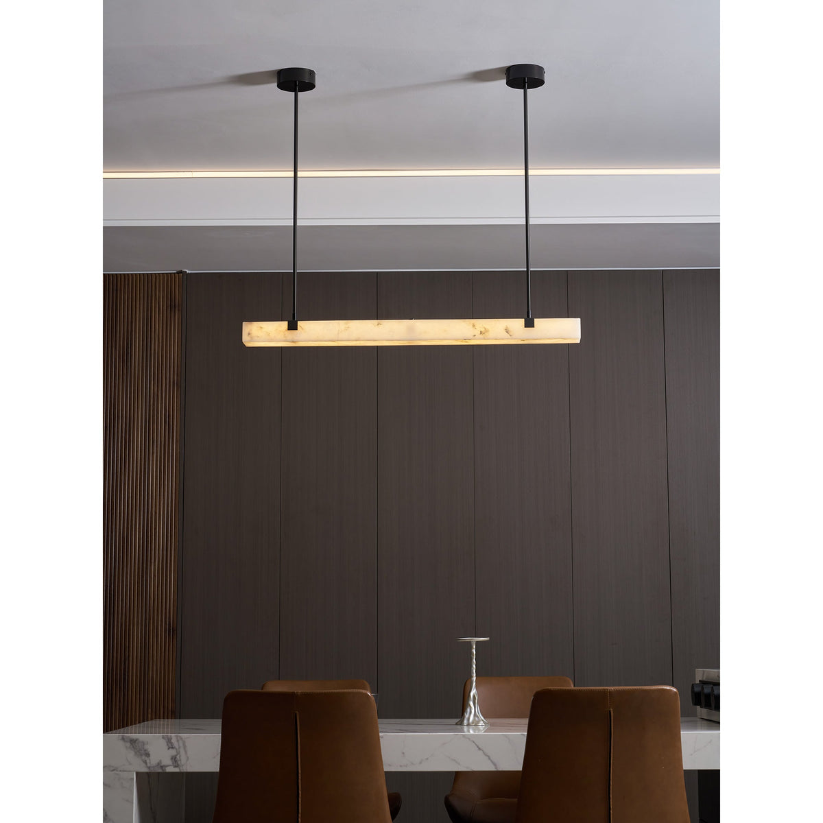Slim Linear Alabaster LED Pendant Light, product view 23