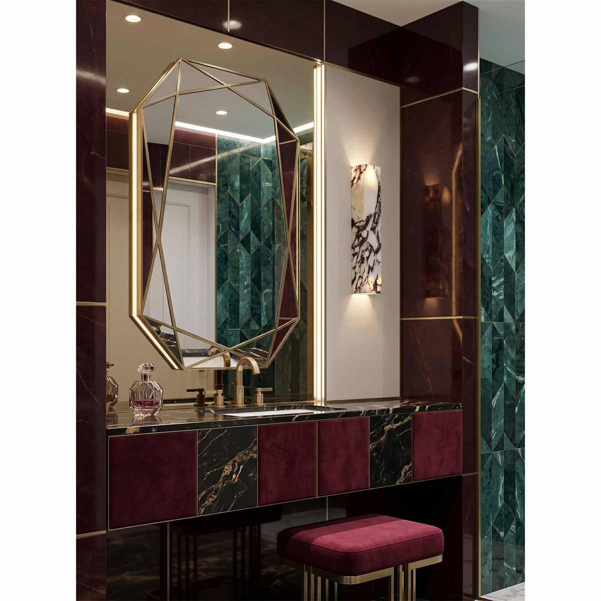 Slim Vertical Marble LED Wall Sconce, product view 5